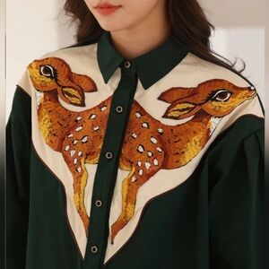 Beautiful Deer Embroidered Shirt